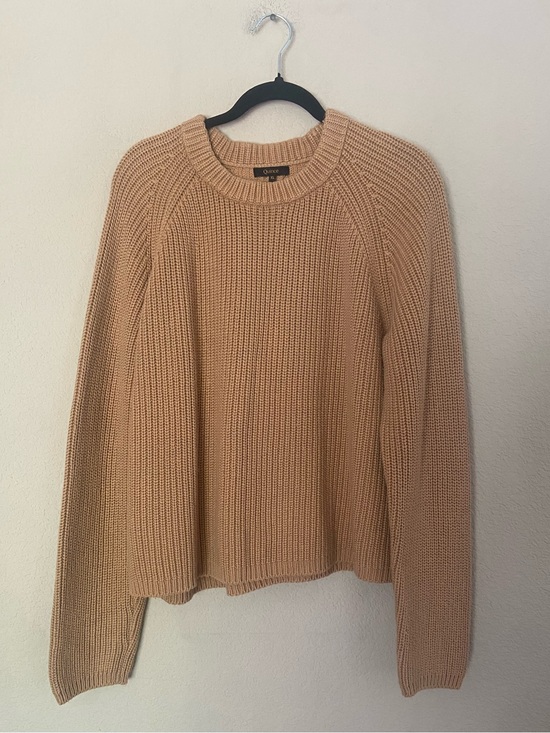 Quince Sweaters - Quince Women 100% Organic Cotton Fisherman Crew Sweater Camel Long Sleeved XL